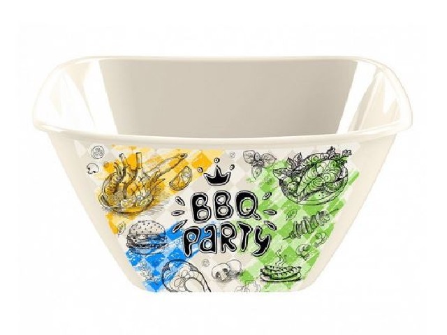 Миска квадратная  2л с декором (светло-бежевый)